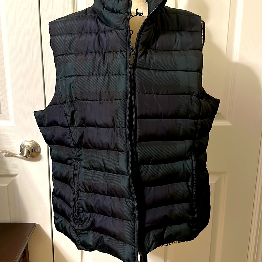Vest, blue and green plaid